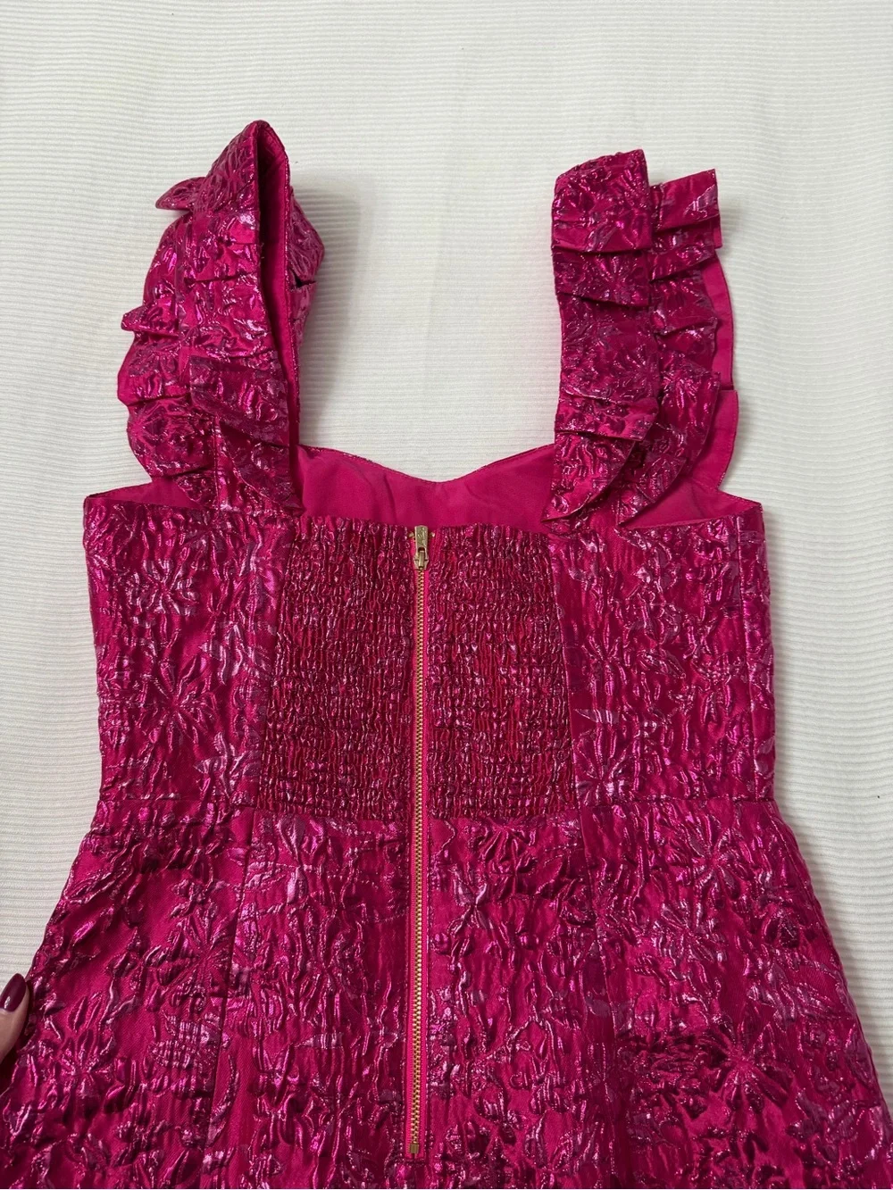 Lilly Pulitzer cocktail Fuchsia Party Dress with Ruffle Straps, sequences